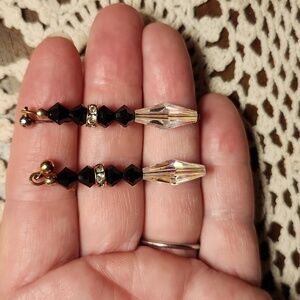 Black and rhinestone elegant earrings